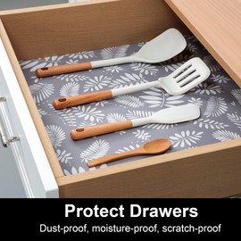 Cooyes Shelf and Drawer Liners for Kitchen Cabinets, Non Adhesive Cabinet Liner, EVA Waterproof Durable Non-Slip Drawer Mats for Shelves, Refrigerator, Storage, Desks