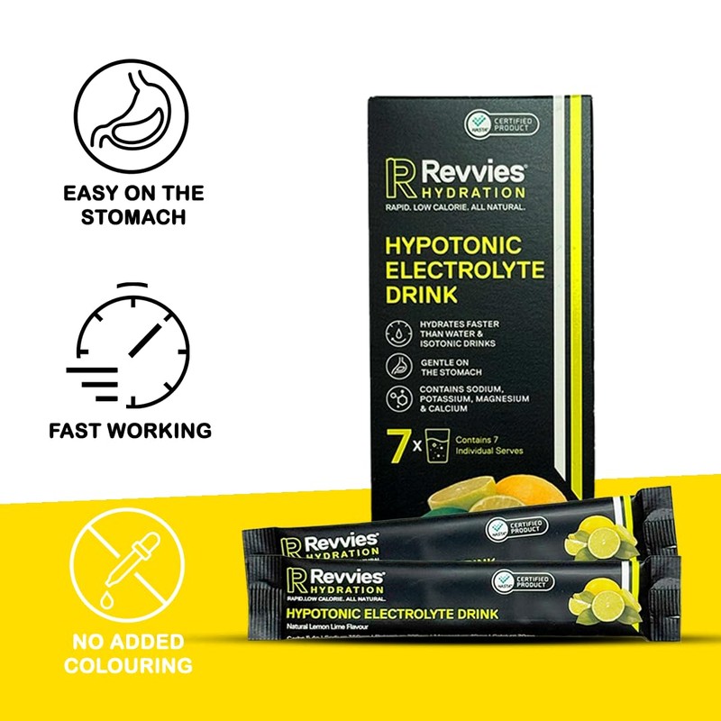 Revvies On-The-Go Hydration 7 x Single Serve Sachets (Lemon Lime)