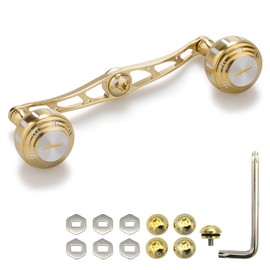 HEIGHTEN 5.1 inches (130 mm) Bait Reel Handle, 7 Colors, 70 Aviation Aluminum, Shimano Daiwa, Abu Garcia, Universal Use, Bait Reel (Gold & Gold) (59)