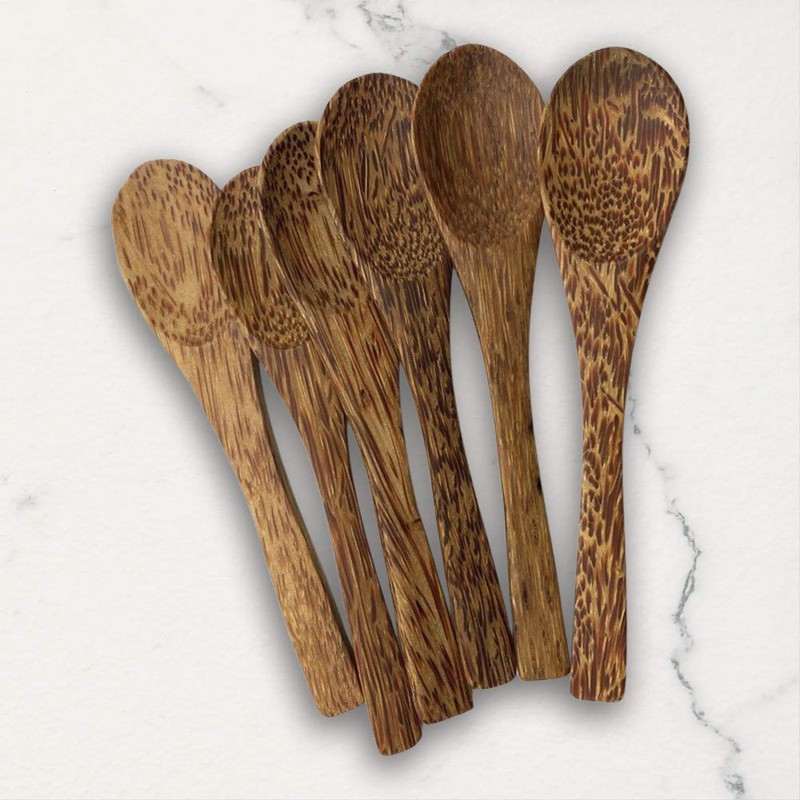 VIE Gourmet Coconut Wood Spoon, Set of 6, 15cm