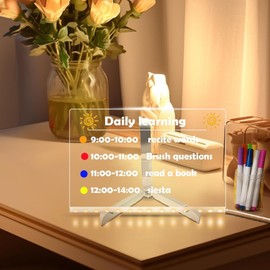 LED Drawing Board with 7 Colors Pen, 11.8 x 7.9in Led Light Note Message Board, Acrylic Dry Erase Light up Memo Arts Doodle Desktop Note Illuminated Wordpad Gift for Kids School Home Cafe Office