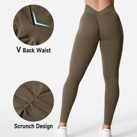 YEOREO Liz Scrunch Workout Leggings for Women High Waisted Butt Lifting V Back Waist Seamless Gym Yoga Leggings Coffee S