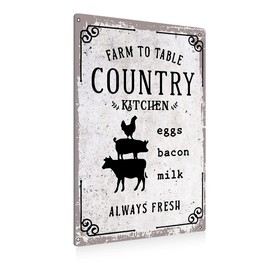 BEASTZHENG Funny Farm to Table Kitchen Metal Tin Sign Wall Decor - Farmhouse Tin Sign for Home Kitchen Decor Gifts - 8x12 Inch