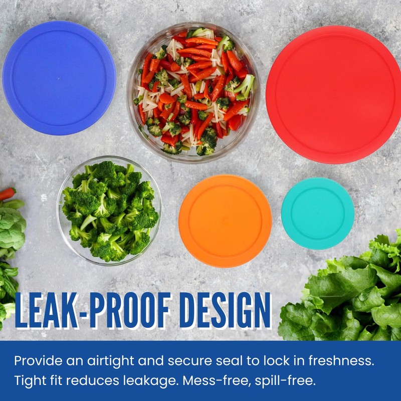 Replacement Lids for Pyrex Glass Food Storage Containers Round Plastic