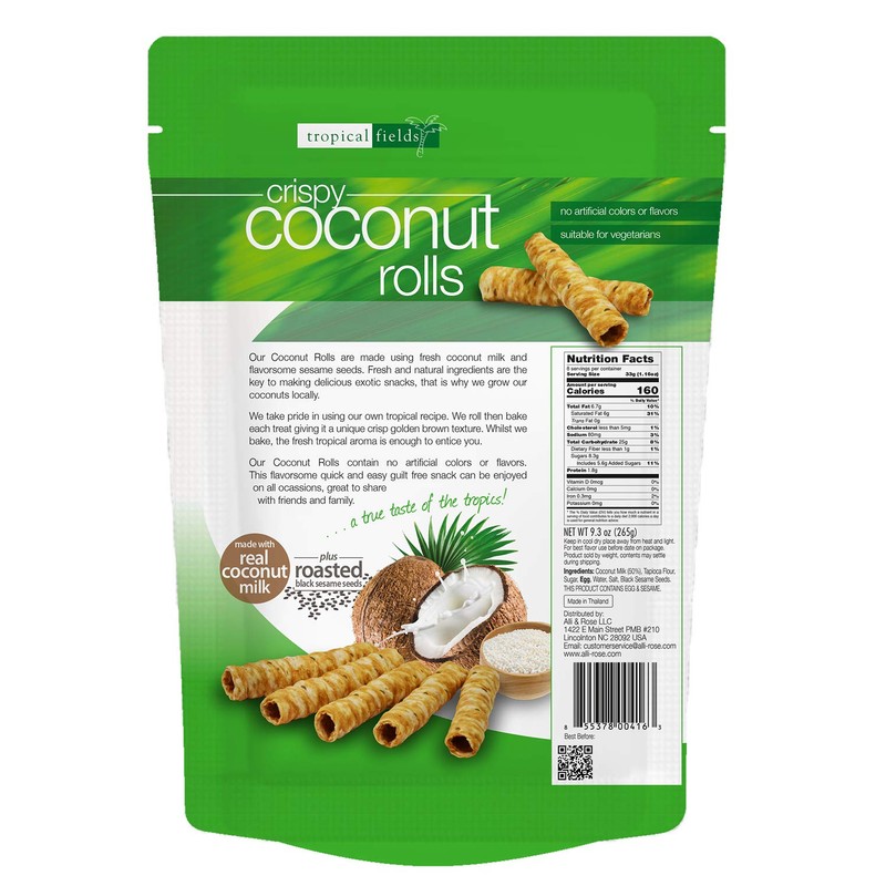 Tropical Fields Crispy Coconut Rolls (9.3oz) - Organic, Gluten Free,