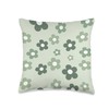 Retro Aesthetic Sage Green Daisy Floral Pattern Throw Pillow