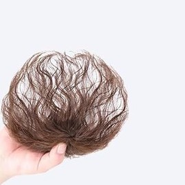 Light Brown Wig Pieces for Top of Head, Curly Hair Topper Replacement Fluffy Hairpiece Seamless Clip in Top Wiglet for Women Thin Hair Care Hairpieces,Wigs and Accessories