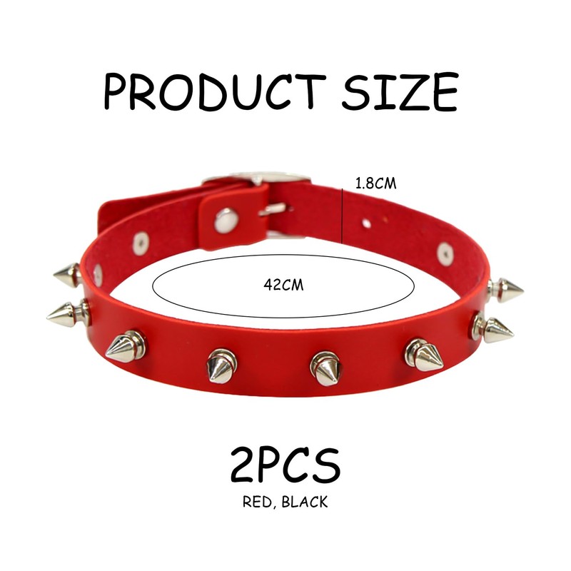 CVFRTT 2 Pieces Studded Collars, Leather Collars, Punk Style Collars,