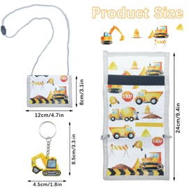 Bikasun Children's Neck Pouch with Key Ring, Purse for Girls, Purse for Hanging, Small Wallet, Christmas Birthday Gift, excavator, Modern