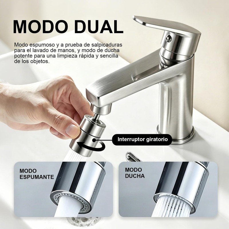Regadera para Fregadero de Cocina, 2 Modos Extensor de Grifo