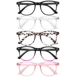 ZEHEXA Reading Glasses for Women Men Lightweight Blue Light Blocking Readers Fashion Computer Eye Glasses Frames - 5 Pack Anti Glare UV Cheaters 1.75