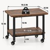 2 Tier Rolling Under Desk Printer Stand, 19.5 Inch Rustic