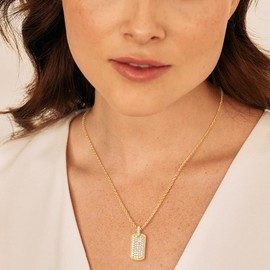 JUDAILY Gold Pendant Necklaces for Women, Square Pendant Non Tarnish 14K Gold Plated Necklace Jewelry Birthday Gift