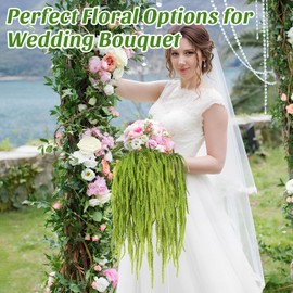 Suncalla 12 Pcs Amaranthus Artificial Flower Faux Amaranthus Hanging Plants Dried Preserved Bleached Wisteria for Wedding DIY Bouquet Garlands Floral Arrangement Home Wall Decor (Green,24 Inch)