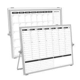 KODAPAGE Planning Boards,White Board Dry Erase Calendar with Stand,Double-Sided Weekly Calendar Schedule Board with Time Slots&Monthly Planner with to DO List for Desk and Wall 16"×12"(1 Pack)