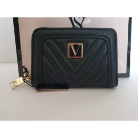 VICTORIA'S SECRET BLACK SIGNATURE CREDIT CARD ZIPPER SMALL WALLET NEW