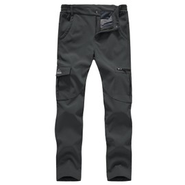 Gopune Women's Snow Ski Waterproof Softshell Snowboard Pants Outdoor Hiking Fleece Lined (Deep Grey,L)