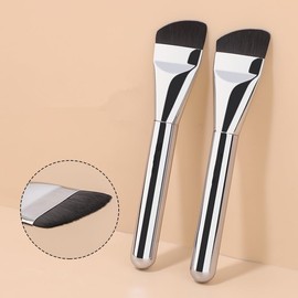 1pc Flat Makeup Brush, Foundation Brush, Facial Mask Brush, Ultra Fine Makeup Brush, Flat Shape, Mini Makeup Brush, Fiber Hair, No Trace Makeup, Skin-friendly Soft Bristle, Portable Makeup Brush