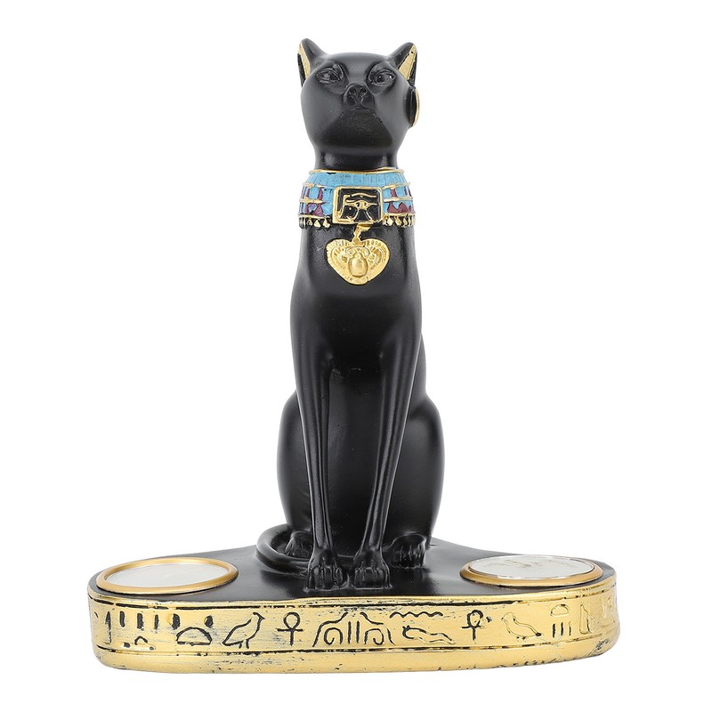 Egyptian Cat Candle Holder Decorative Resin Egyptian Cat Candlestick Exquisite