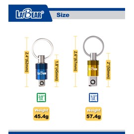 LABEAR- Socket Holder Keychain 3pc - 3/8" Socket Organizer with Quick Release and Clip - Perfect Impact Wrench and Toolbox Accessories for Construction Workers, Linemen, Mechanics and Carpenters