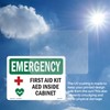 First Aid Kit AED Inside Cabinet With Symbol OSHA Emergency