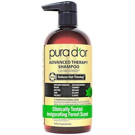 PURA D'OR Advanced Therapy Shampoo Reduces Hair Thinning and Increase Volume, Sulfate Free, Infused with Argan Oil, Aloe Vera, & Biotin, for All Hair 