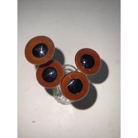 (4) Vintage Dark Amber Solid Glass Eyes 24mm Teddybear Doll