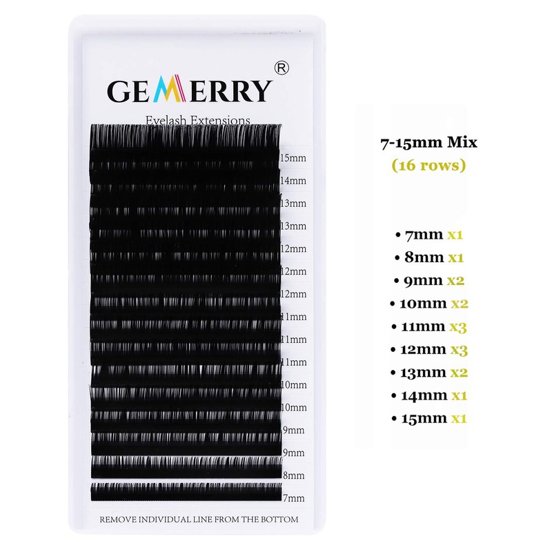 GEMERRY 0.15-D Curl-Mix 7-15 mm Individual Eyelash Extension 0.15 mm