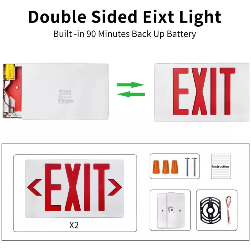 Light Fixture Industries LED Emergency Exit Sign Light - Battery