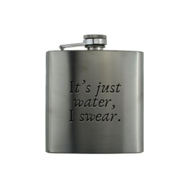 Funny 'It's Just Water - I Swear' Stainless Steel Flask (hip-ds23-swearrg)