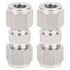 2Pcs 316 Stainless Steel Compression Fitting Straight DoubleFerrule Tube Adapter(Ф10