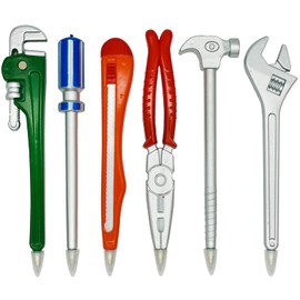 Maydahui Stylish Hardware Tool Pen, Oil-Based 0.5 mm Black Ink, Set of 6, Cute Tools, Accessories, Ballpoint Pen, Screwdriver, Wrench, Hammer, Lovely Stationery, Gift