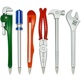 Maydahui Stylish Hardware Tool Pen, Oil-Based 0.5 mm Black Ink, Set of 6, Cute Tools, Accessories, Ballpoint Pen, Screwdriver, Wrench, Hammer, Lovely Stationery, Gift
