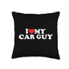 I Love My Car Guy Throw Pillow, 16x16, Multicolor