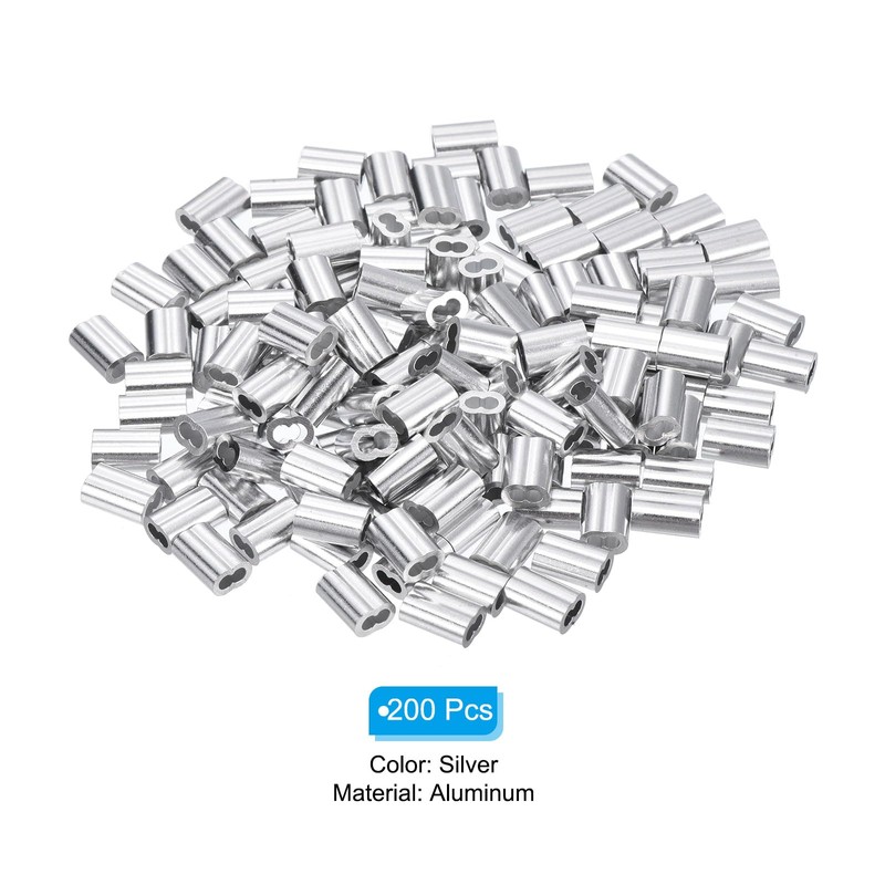 sourcing map 1/16" 1.5mm Aluminum Crimping Loop Sleeve Double Ferrule