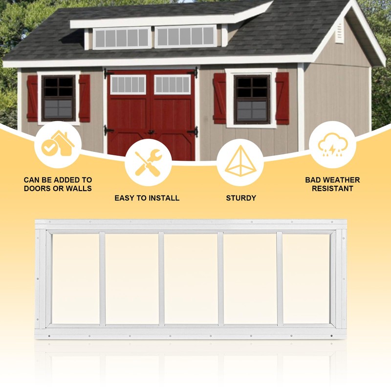 2 Pack Shed Windows 10'' x 29'' White Flush Mount