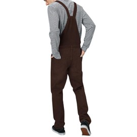 LONGBIDA Men's Denim Bib Overalls Relaxed Fit Fashion Jean Jumpsuit, Dark Brown, S