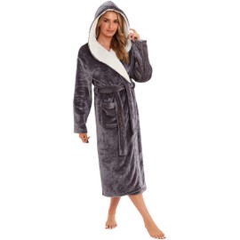 KATE MORGAN Ladies Soft, Comfy & Cosy Dressing Gown (Small, Grey (Shimmer))