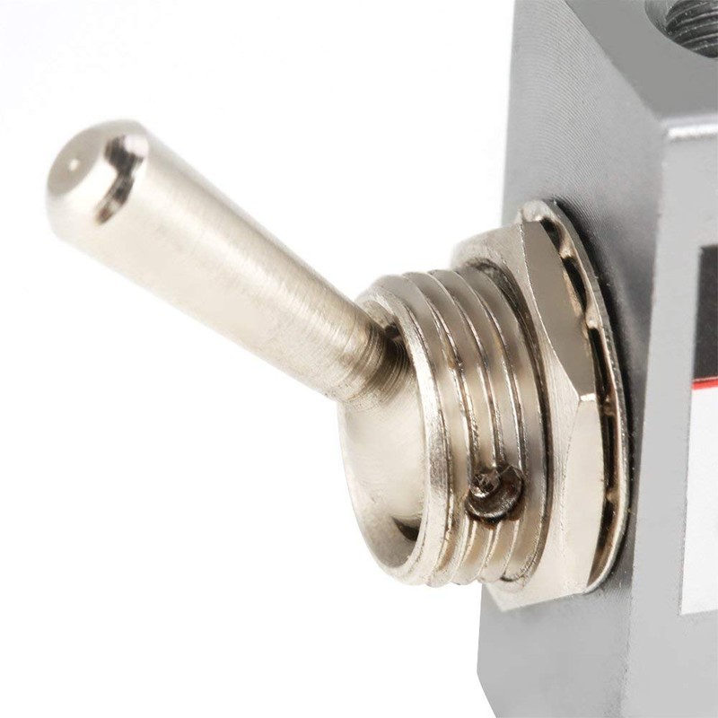 Hilitand Toggle Switch Valve, 3 Position 2 Port, Metal, Silver,