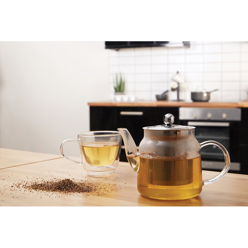 Premier Housewares High Borosilicate Teapot, with Strainer, 650 ml, 12