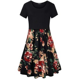 Quinee Women's Floral Short Sleeve Summer Maternity Nursing Breastfeeding Dress (Large, Red White)