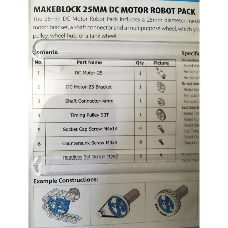 Makeblock 25mm DC Robot Pack DC Motor and parts Radio