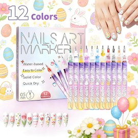 Mothers Day Gifts Nail Art Pens Set 12 Colors,Nail Art Markers Polish Pen 0.5mm for 3D Nail Art,Diy Nail Art Tools for Dotting Drawing Painting Point Liner for Home Salon