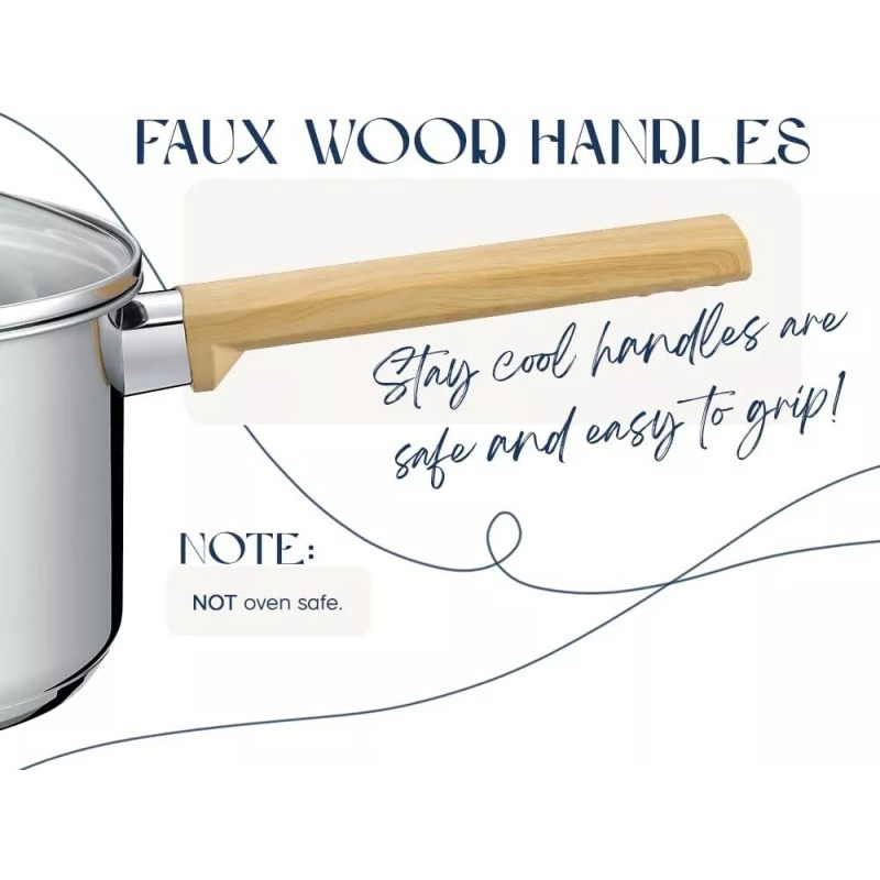 CONCORD Providence Series 10 Pieces Stainless Steel Cookware Set. Sauce