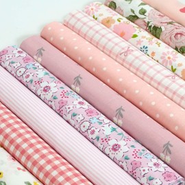 Oaixuilhy 10pcs Fat Quarters 100% Cotton Fabric Bundles Floral Precut Fabric Squares 19.6”x19.6” for DIY Quilting Sewing Patchwork Crafts
