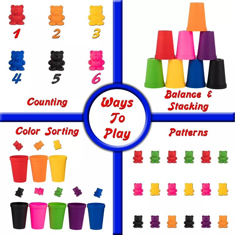 Driddle 100 Colorful Counting Bears With Matching Cups 10 Colors