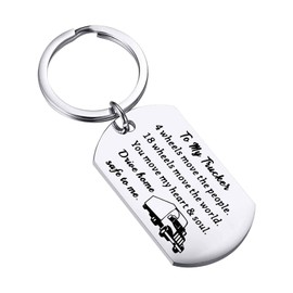 MYOSPARK Truck Driver Gift To My Trucker Keychain Drive Home Safe To Me Keychain Gift for Truck Drivers Dad Husband (CA To My Trucker DT)