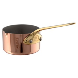 Mauviel M'Minis Copper Mini Sauce Pan with Pouring Spout and Brass Handle, 2.76-in, Made in France