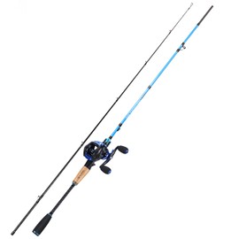 Sougayilang Baitcaster Combo, 2Pcs Fishing Rod and Reel Combo, Medium Heavy Fishing Pole with Baitcasting Reel Combo-Blue-5.9ft and Right Handle Reel