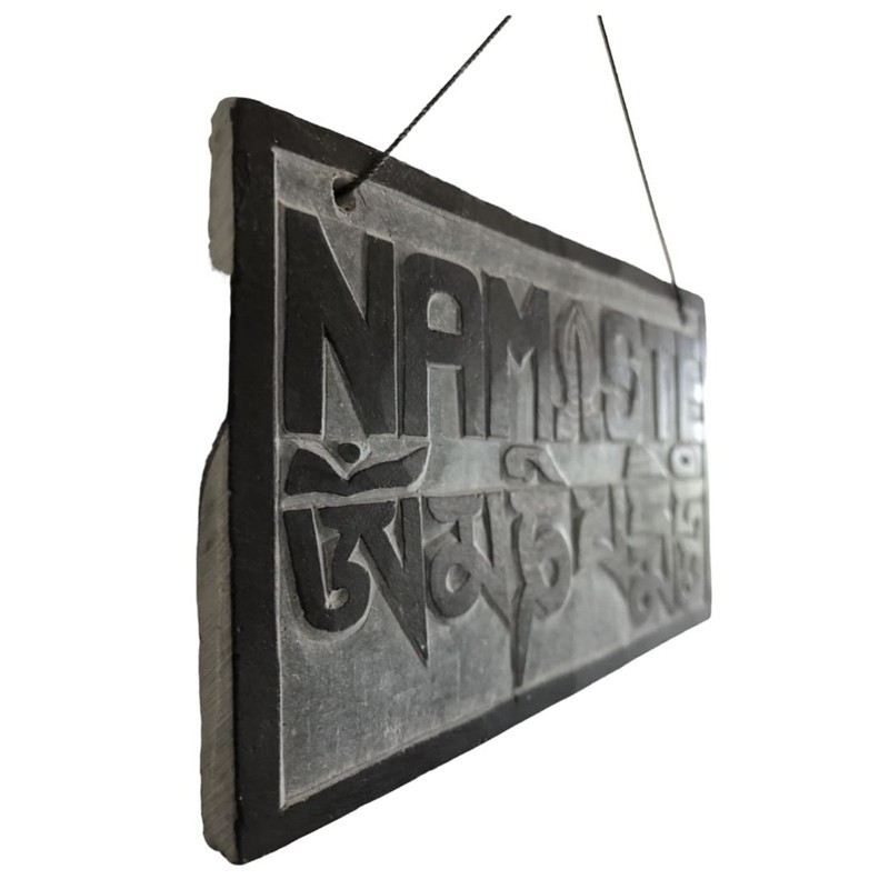 14cm Fair Trade Nepalese Stone Om Sign Namaste Stone Sign